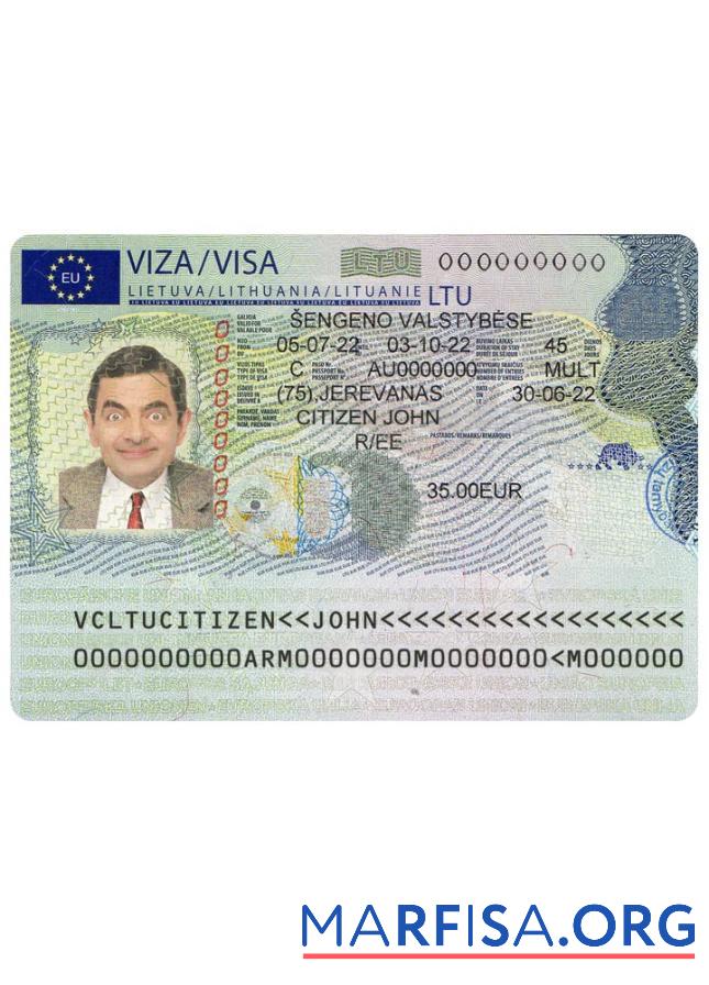 Downloadable Lithuania Schengen Visa From Lithuanian Embassy (2022) example